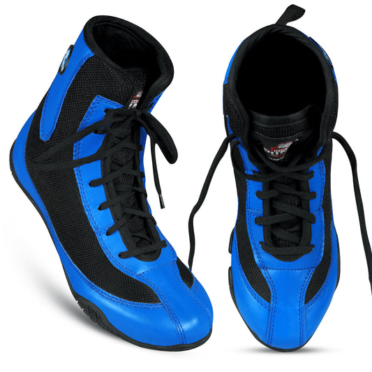 RightPunch Blue High-Top Boxing and Wrestling Shoes
