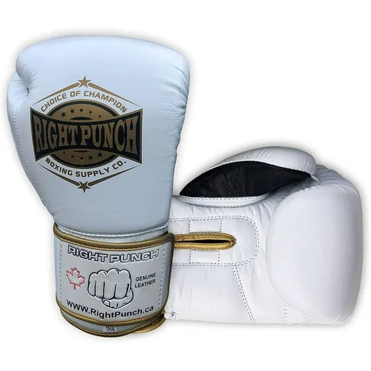 Genuine Leather Boxing Gloves White - Unisex.