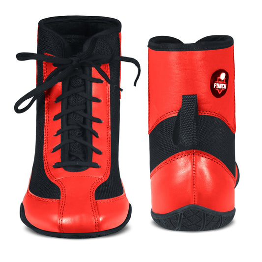RightPunch Red High - Top Boxing and Wrestling Shoes - RightPunch Sports