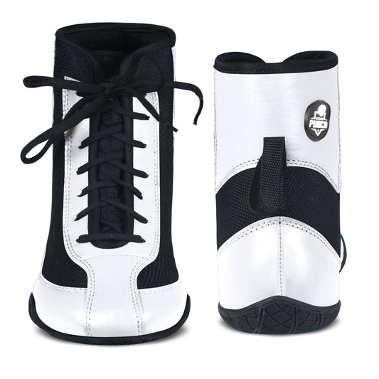 RightPunch White High - Top Boxing and Wrestling Shoes - RightPunch Sports